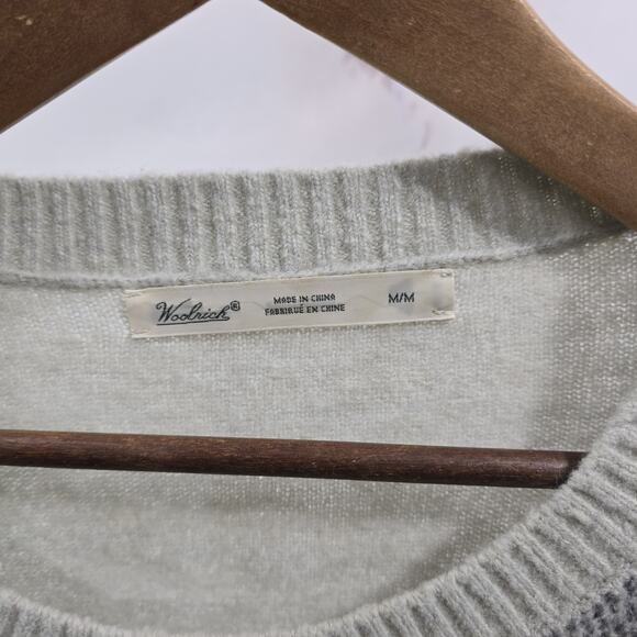 Woolrich Sweater Womens Medium Gray Wool Blend Sheep Lamb Crew Mountain - Picture 3 of 11